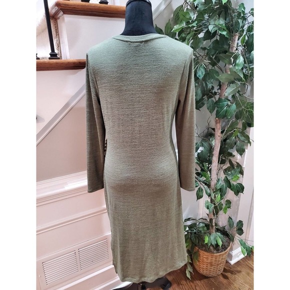 Banana Republic Women Green Polyester Round Neck Long Sleeve Knee Length Dress S - Picture 7 of 14